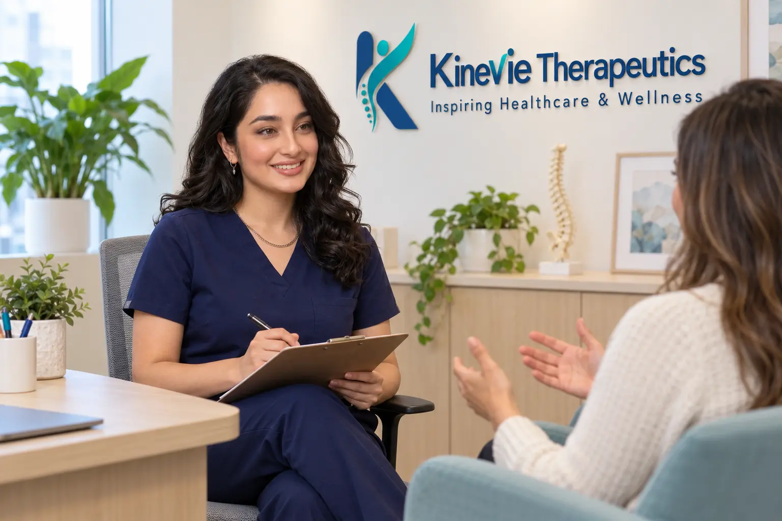 Salma listening to a client during a personalized intake consultation