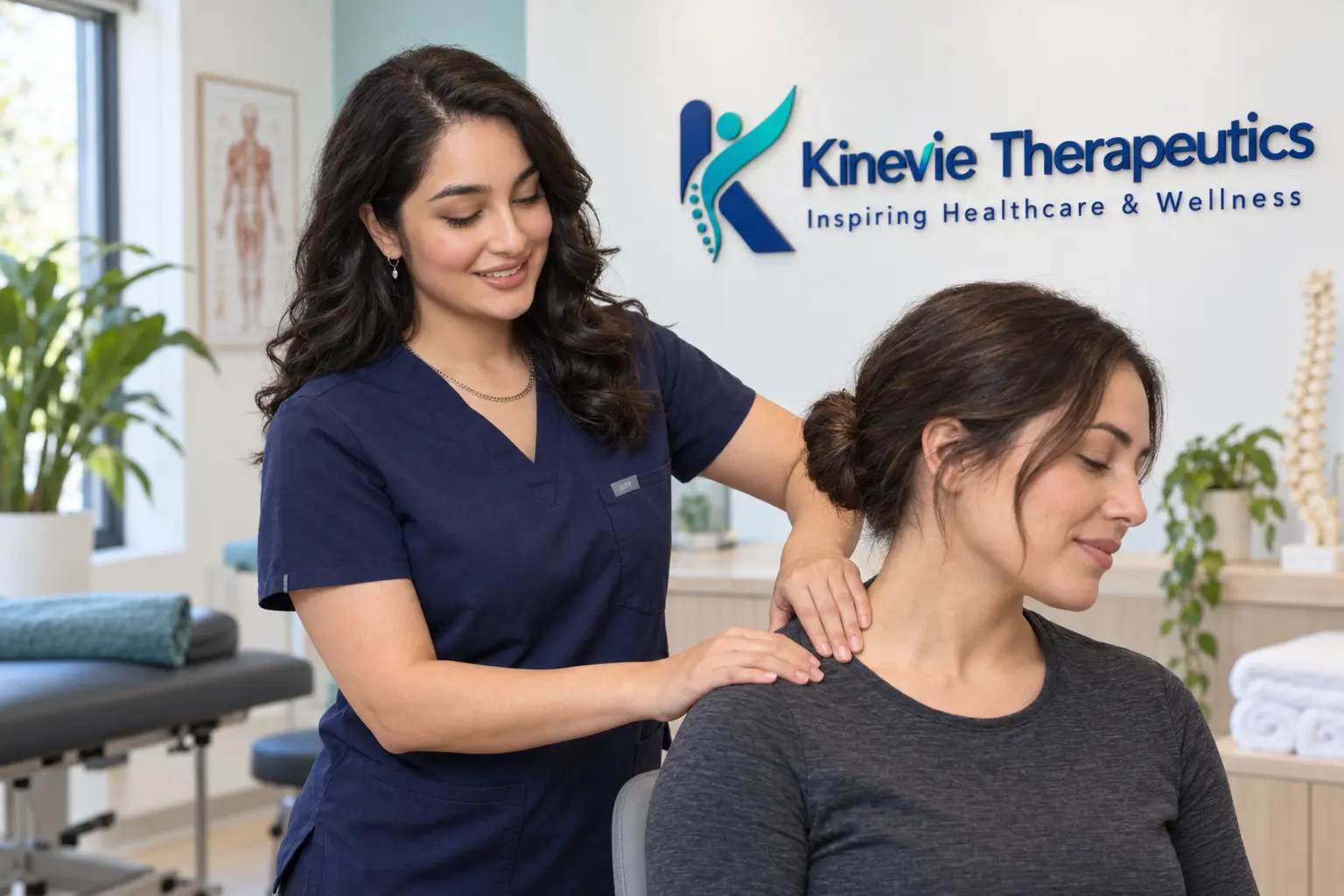 Salma providing focused RMT trigger-point care to a client's shoulder